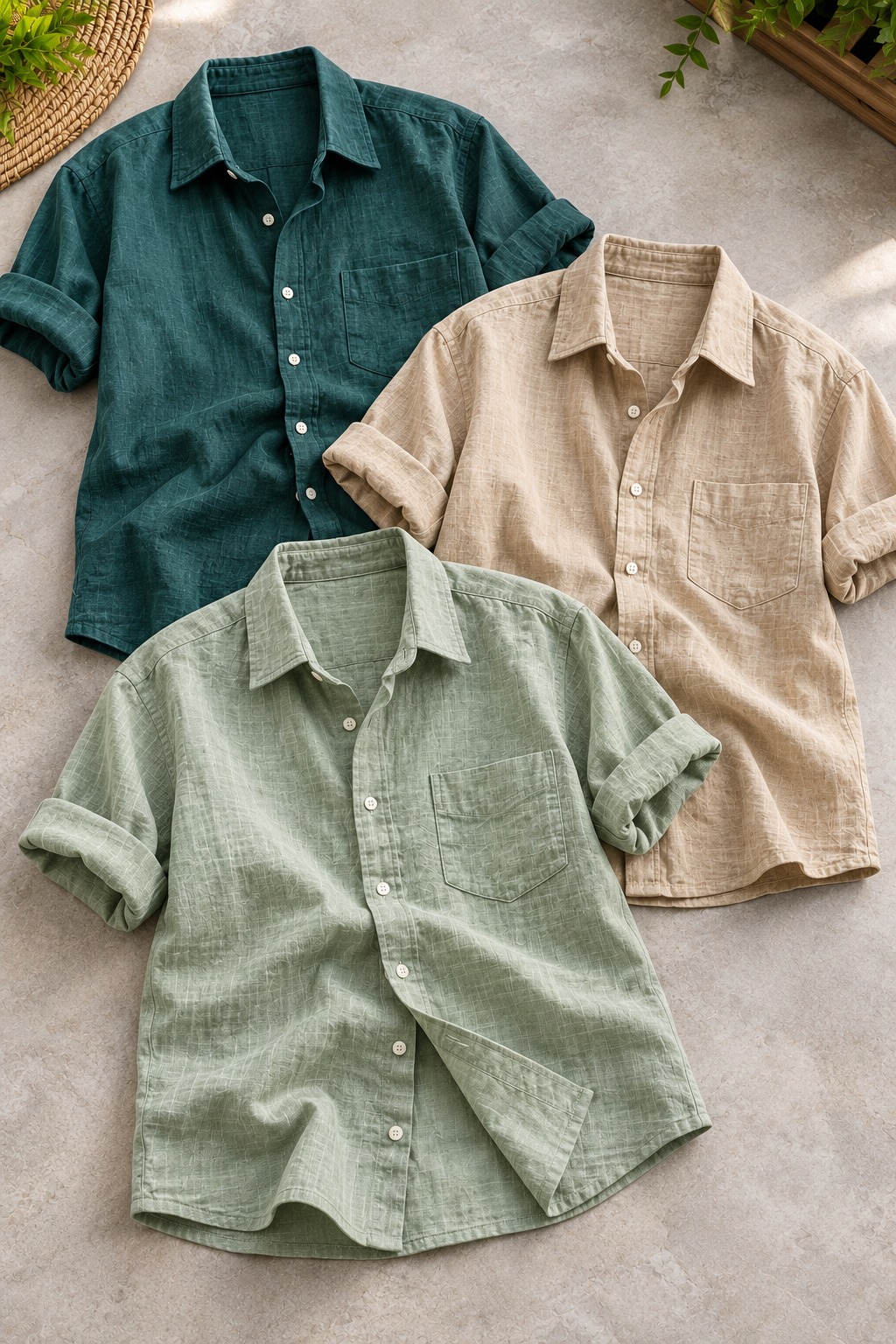 3 PCS KOREAN LINEN SHIRT
