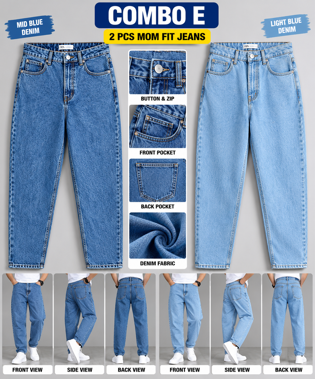 2 PCS  MOM FIT JEANS