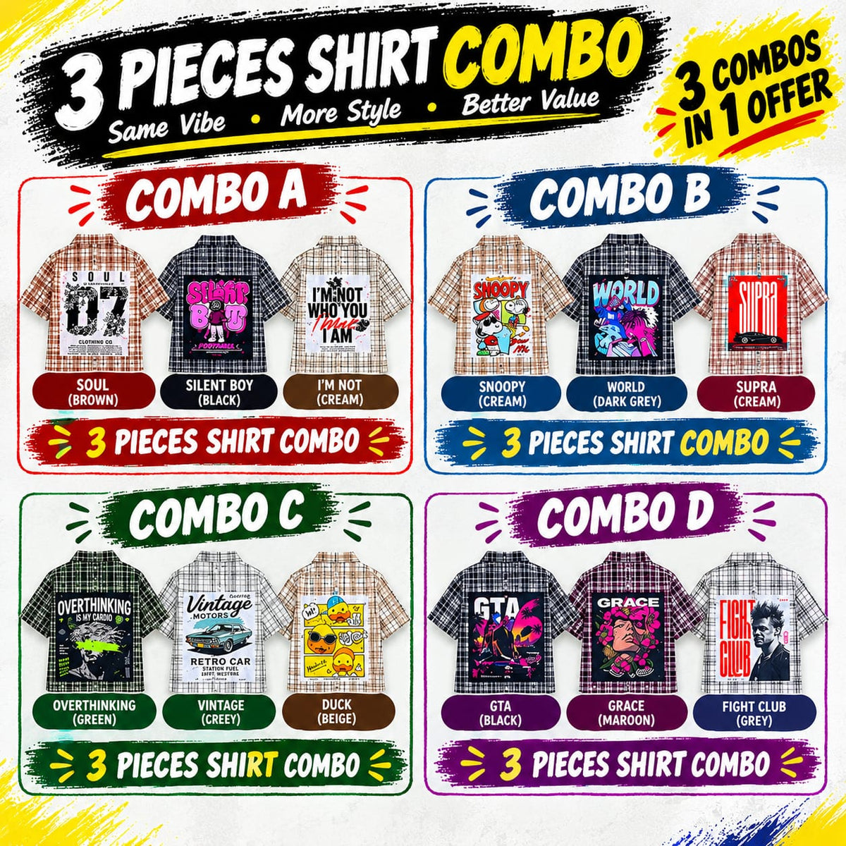 3 PIECES BOXY SHIRTS