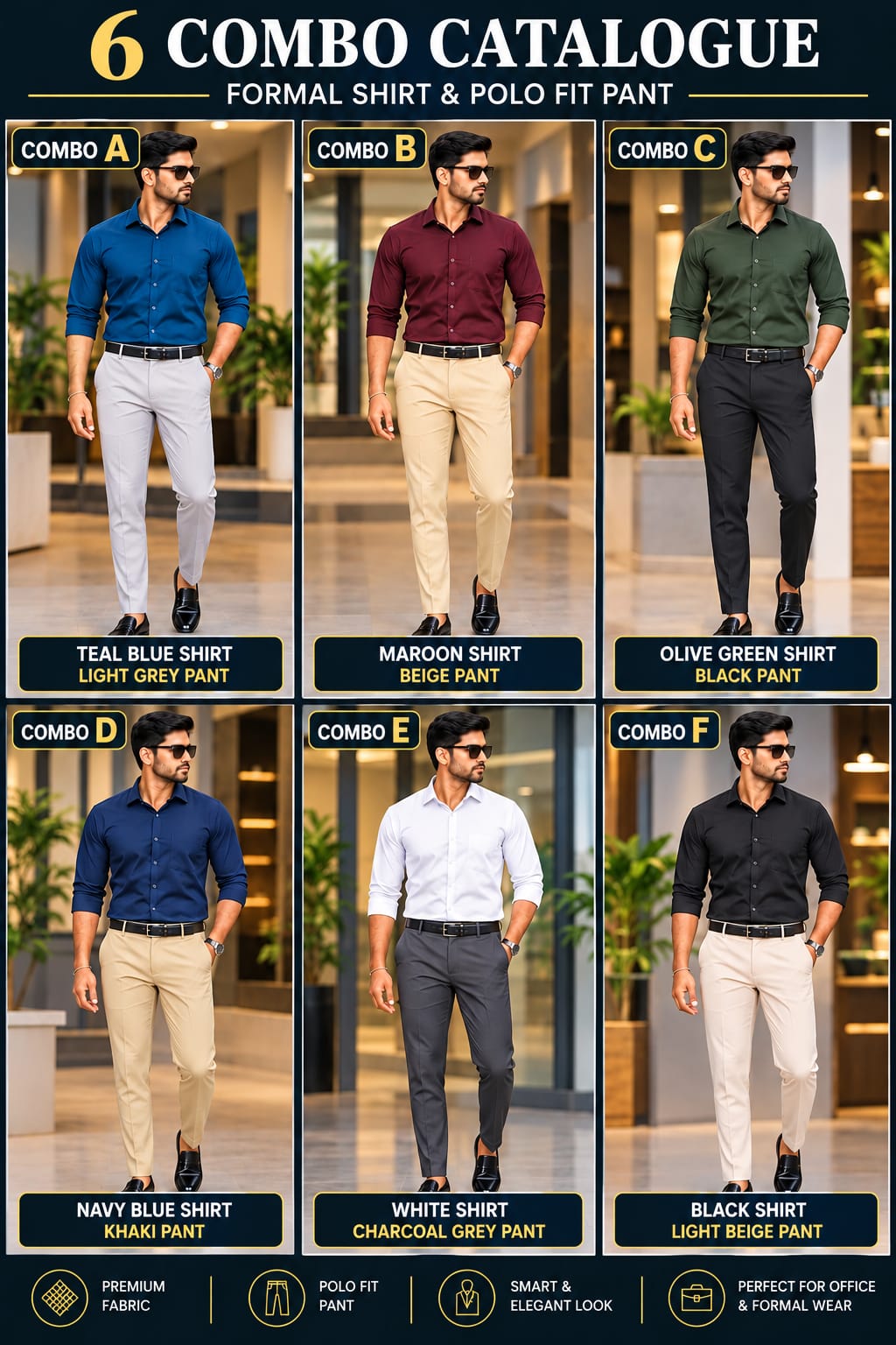 COMBO FORMAL SHIRT & POLO FIT PANT