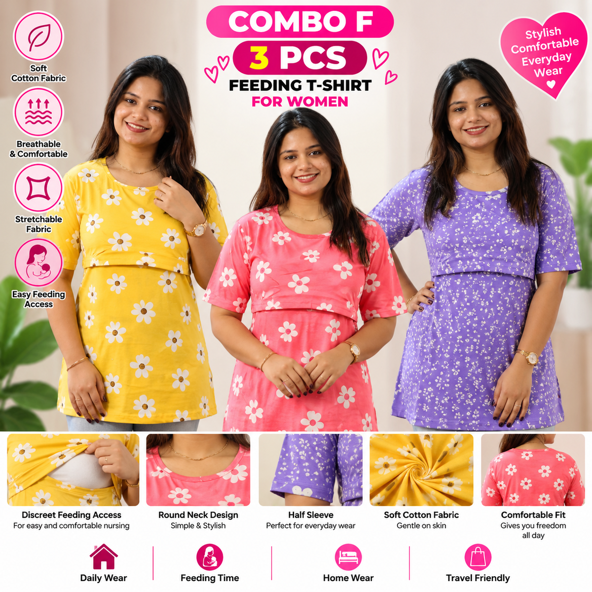 3 PCS MATERNITY T-SHIRT COMBO