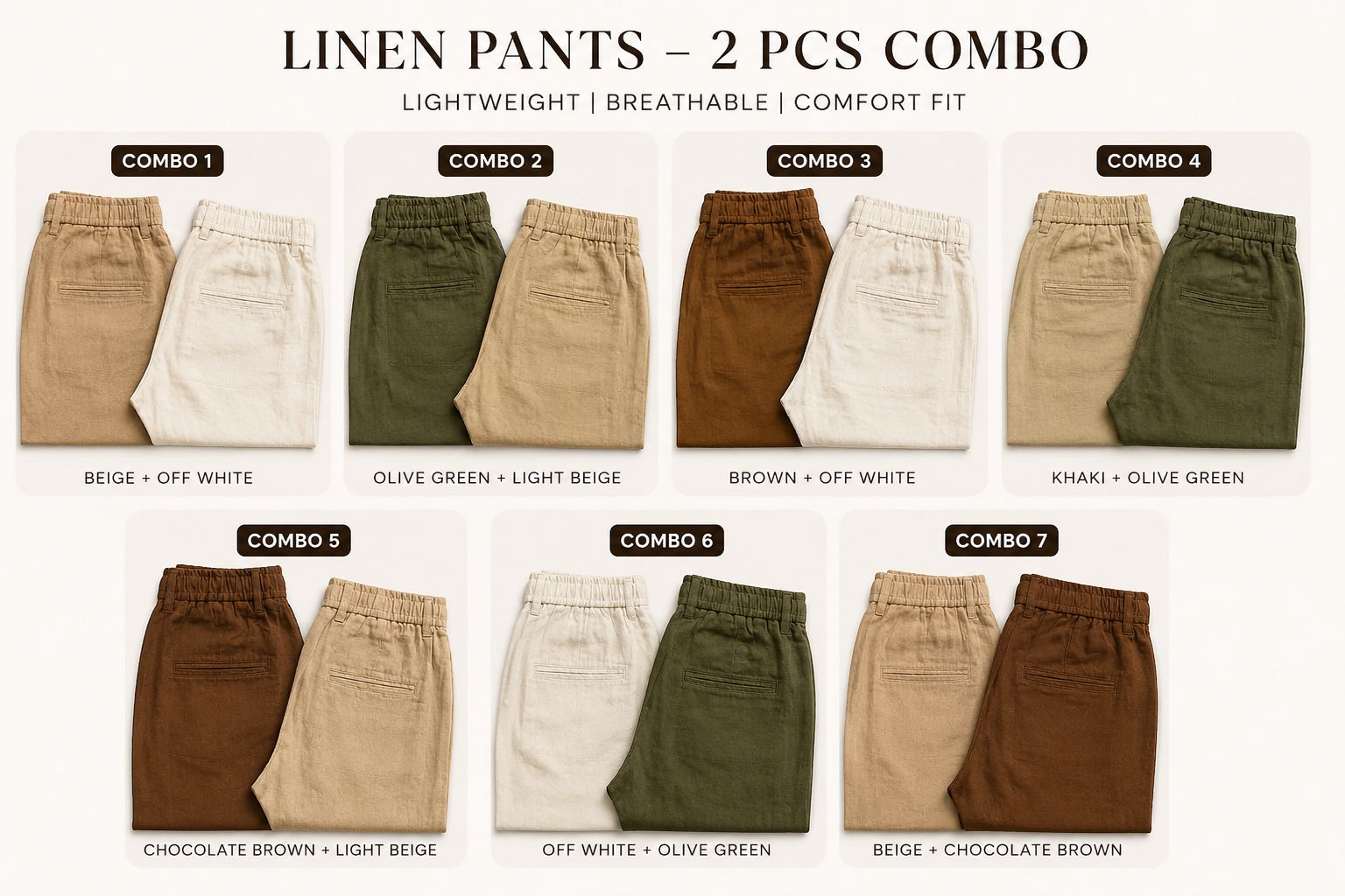 Linen pants - 2 pcs combo