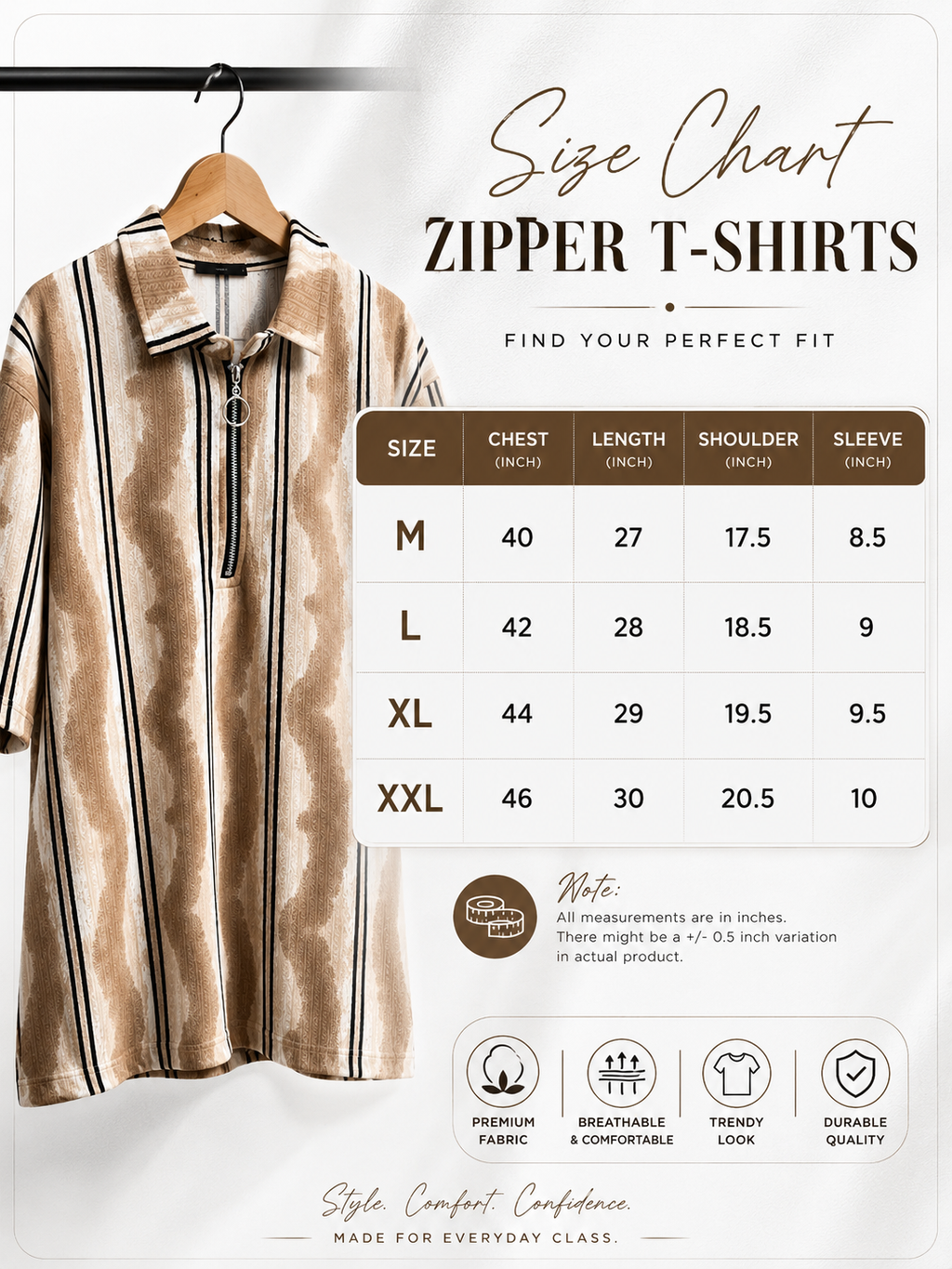 Zipper t- shirt 3 pcs