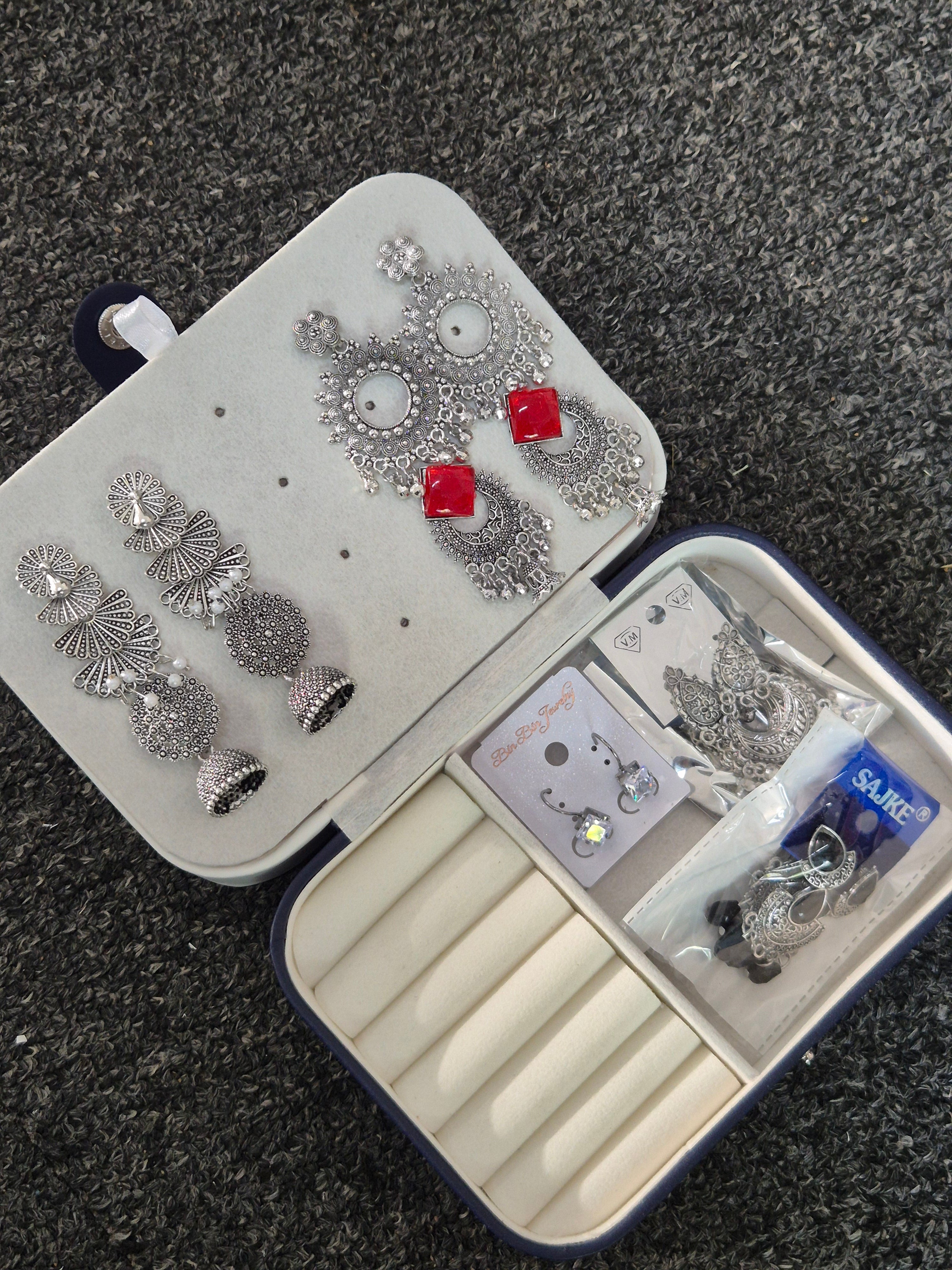 10 PC JHUMKA SET WITH JEWELLERY BOX