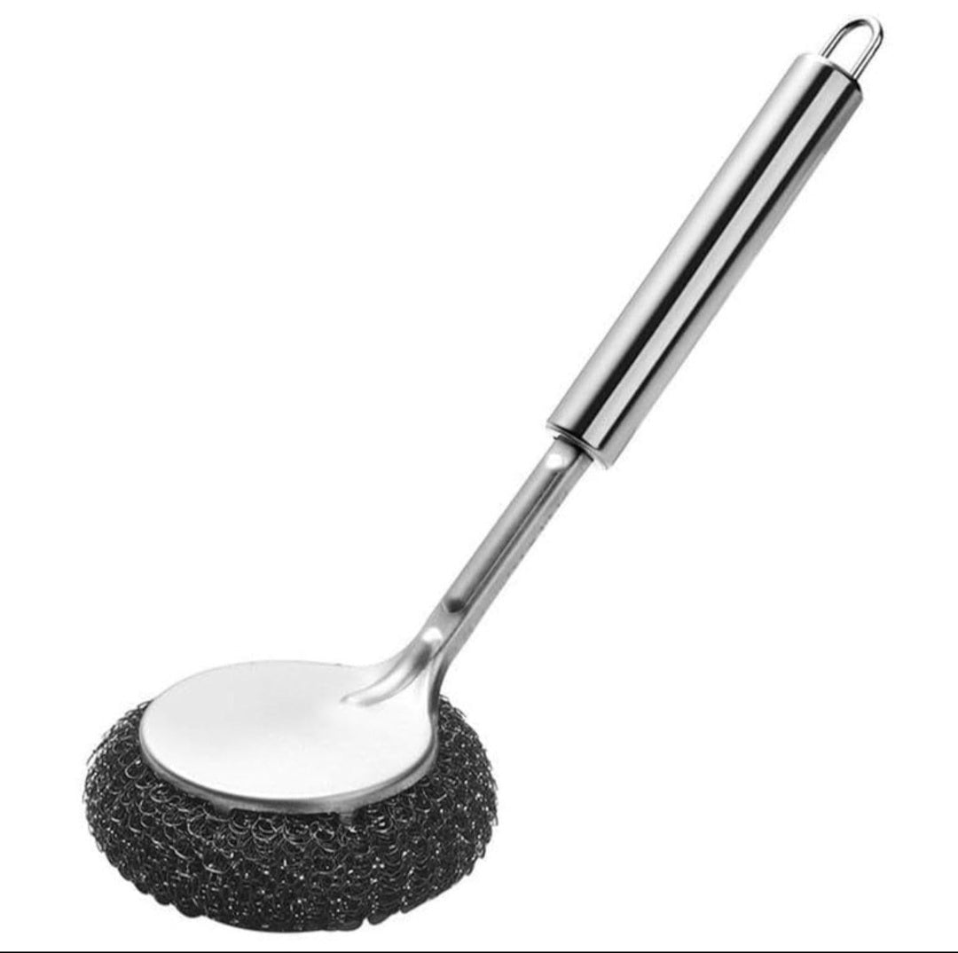 Steel handle scrubber