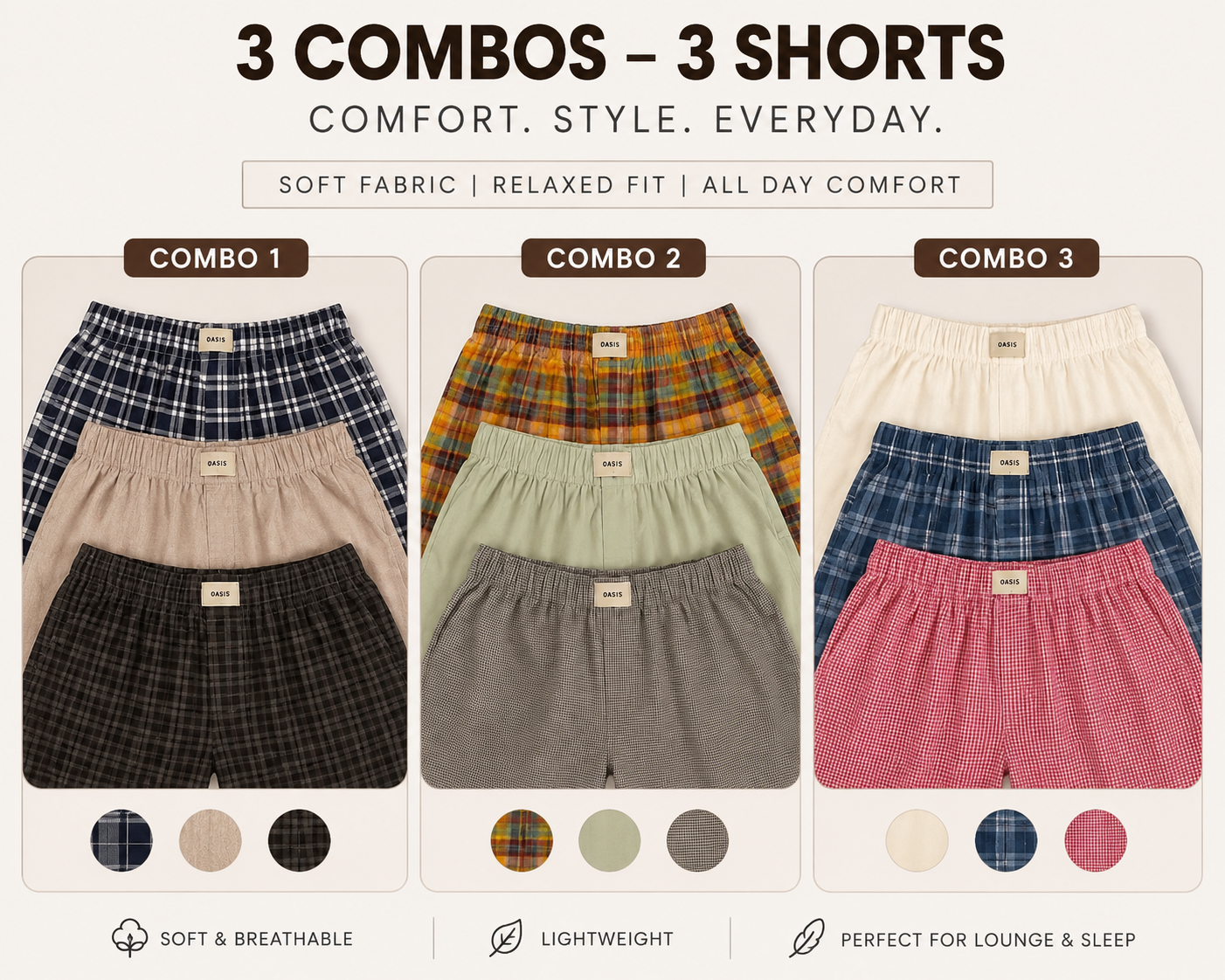Cotton boxers- 3 pcs